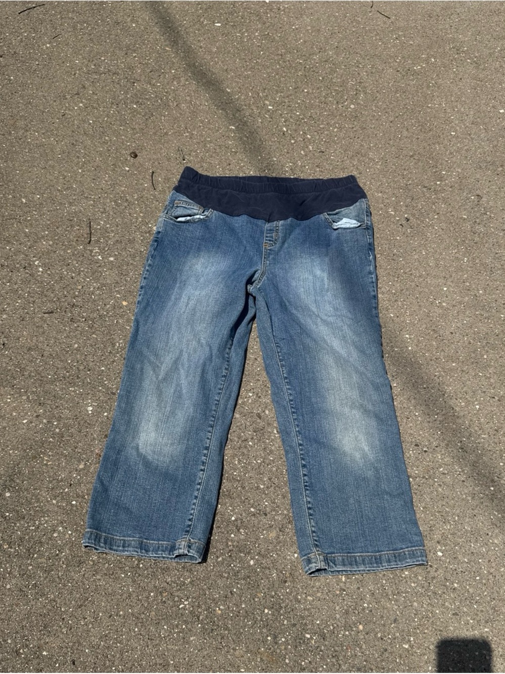 Maternity  Blue Pull-On Elastic Waist Denim Jeans